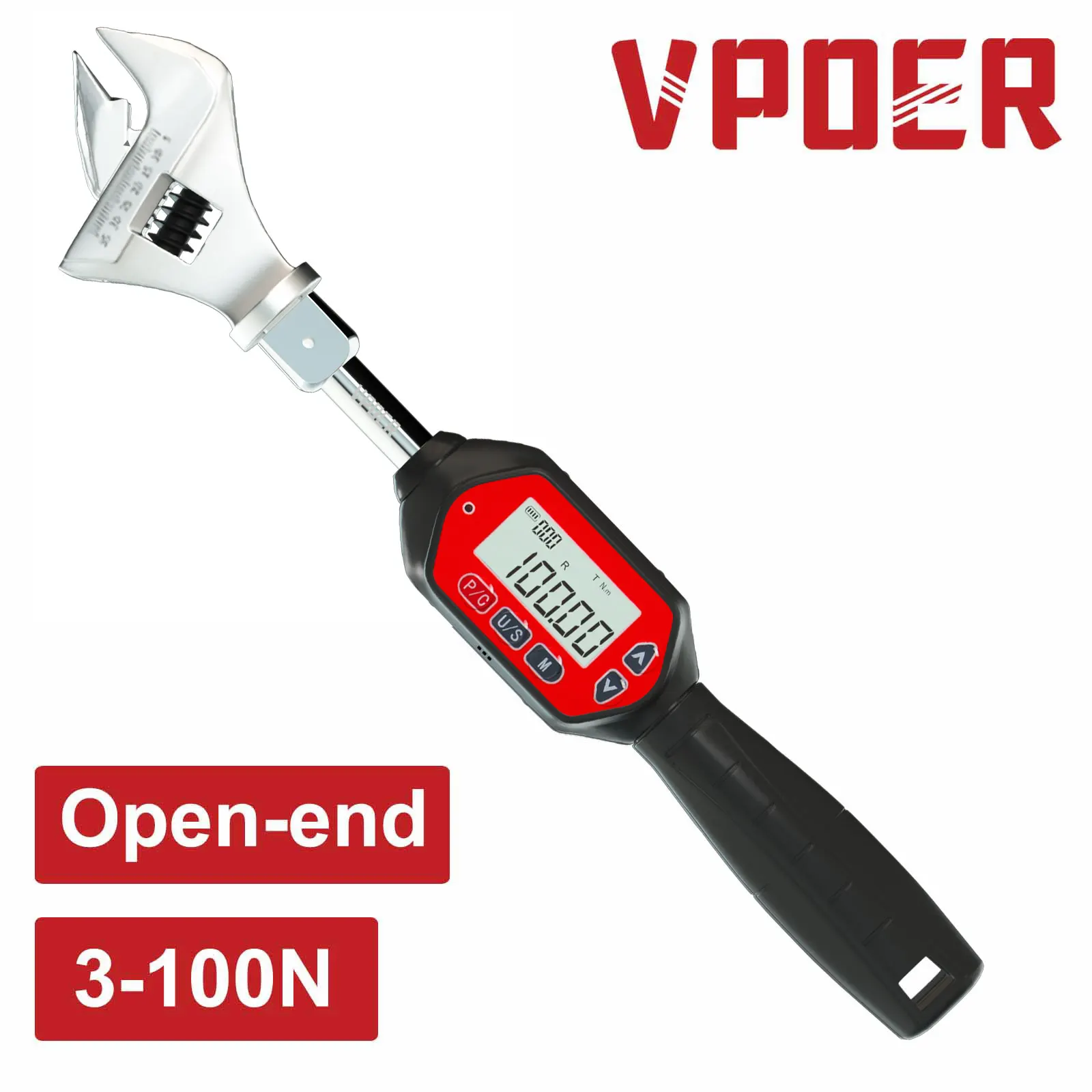 Adjustable 3-100 Nm  Digital Torque Wrench Spanner Head Electronic Jaw Open End Torque with Buzzer & LED, Calibrated