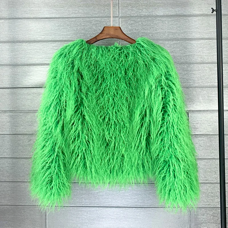 Street Fashion Week Luxury Brand Faux Fur Coat Women Winter 2024 Hot Cool Girls Fluffy Short Fur Jacket