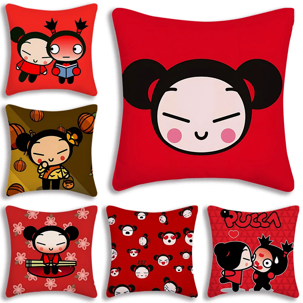 Cartoon Cute Puccas European Pillow Covers Cartoon Sofa Decorative Home Double-sided Printing Short Plush Cute Cushion Cover