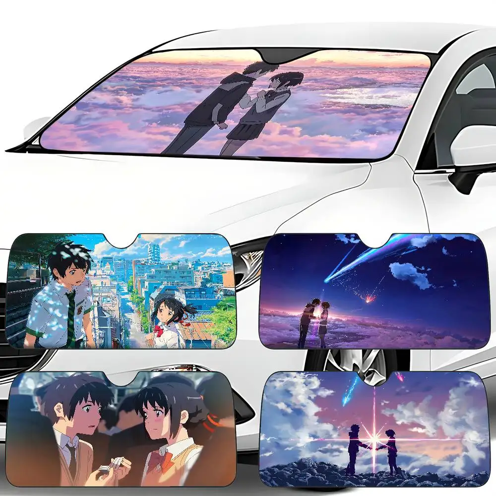 

Anime Y-your N-name Car Sunshade Curtains 130x70cm Car SunShade Windshield Cover UV Protection Auto Visor Accessories For Cars