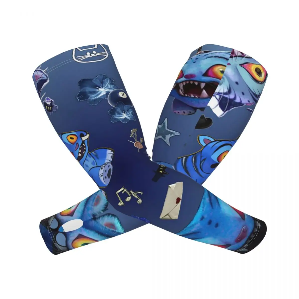 

KPop Demon Hunters Huntrix Blue Tiger Derpy Открытые нарукавники Защитный чехол от солнца и ультрафиолета Летние ледяные шелковые велосипедные татуировки на рукавах