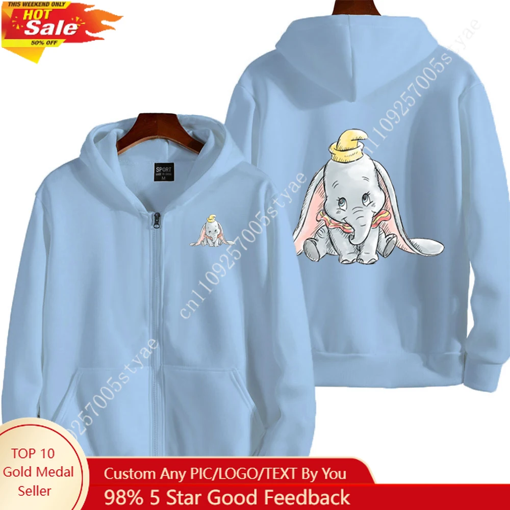 

Dumbo Cartoon Anime Men's Zipper Hoodie Spring and Autumn Women's Sportswear New Fashion Couple Jacket Coat