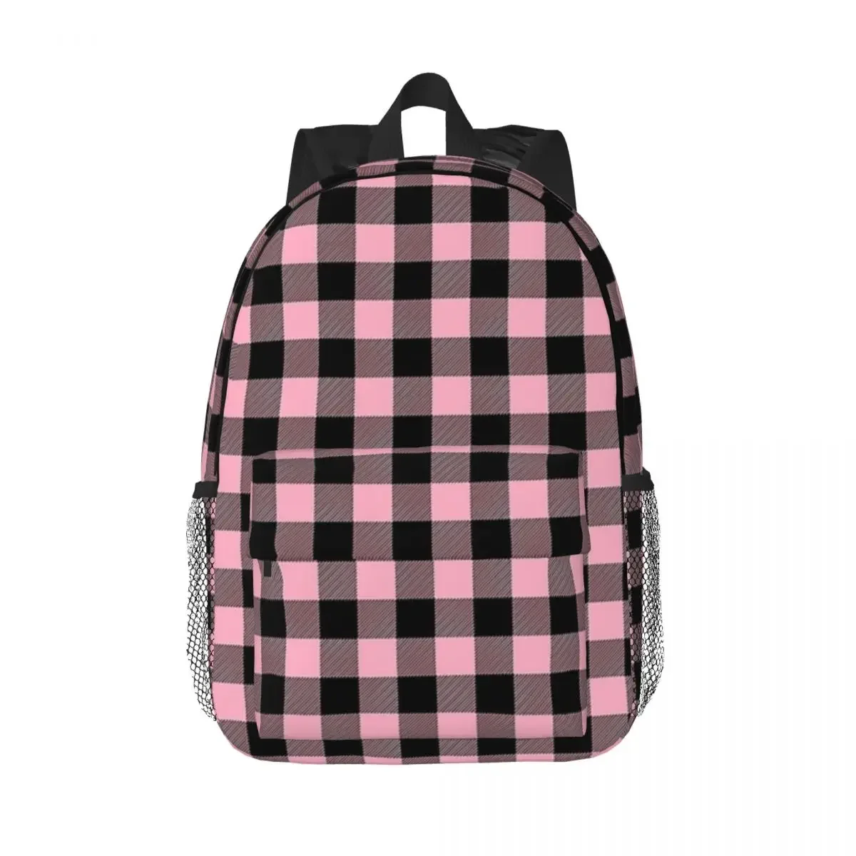 Light Pink Lumberjack Plaid Print Backpacks Teenager Bookbag Children School Bags Travel Rucksack Shoulder Bag Large Capacity