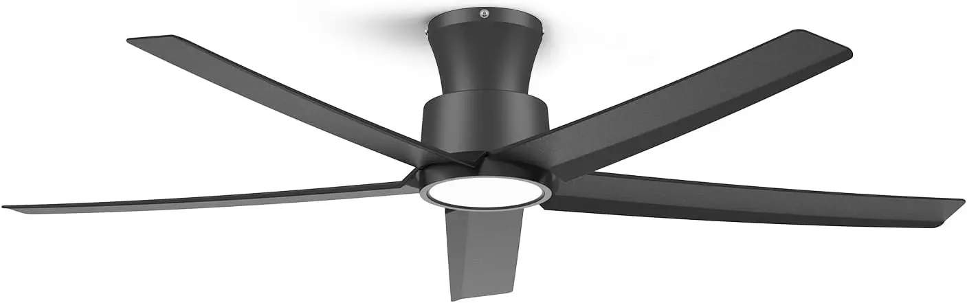 

US Shipping 52 Inch Ceiling Fan with Light Large Air Volume High Speed Reversible Quiet DC Motor Remote Control Black
