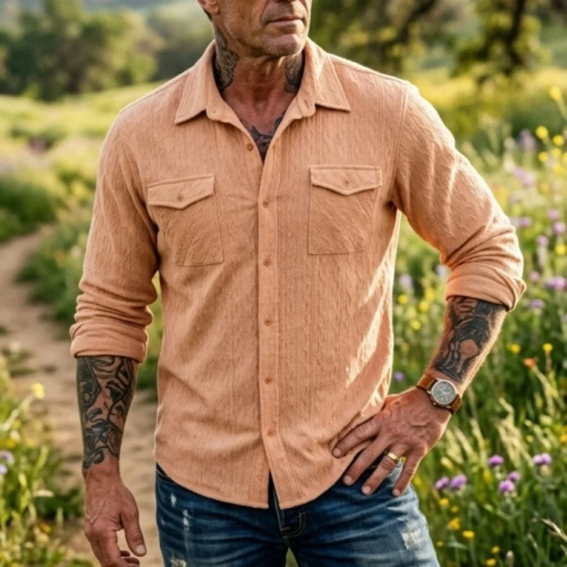

Men's Fall Knit Shirts Men's Cardigan Shirts Lace-Trimmed Casual Business Shirts Jackets Daily Outdoor Hiking Wear Men's Apparel