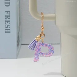 1 PCS Letter Charm Accessories for Stanley Cup Purple Cute Initial Keychain Handle Charm for Stanley Tumbler Girls Water Bottle