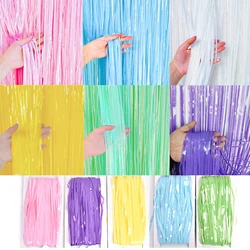 Pastel Color Fringe Foil Curtain Macaron Curtains Photo Booth Backdrop Background for Wedding Birthday Baby Shower Party Decors
