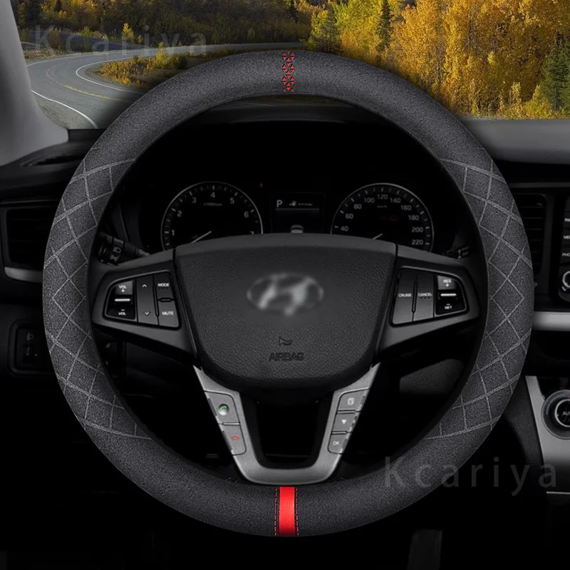 

Car Steering Wheel Cover For Hyundai Kona Santa-Fe Paalishde Tucson Venue Sonata i10 i20 i30 i40 ix25 ix35 ix55 Solaris N Line