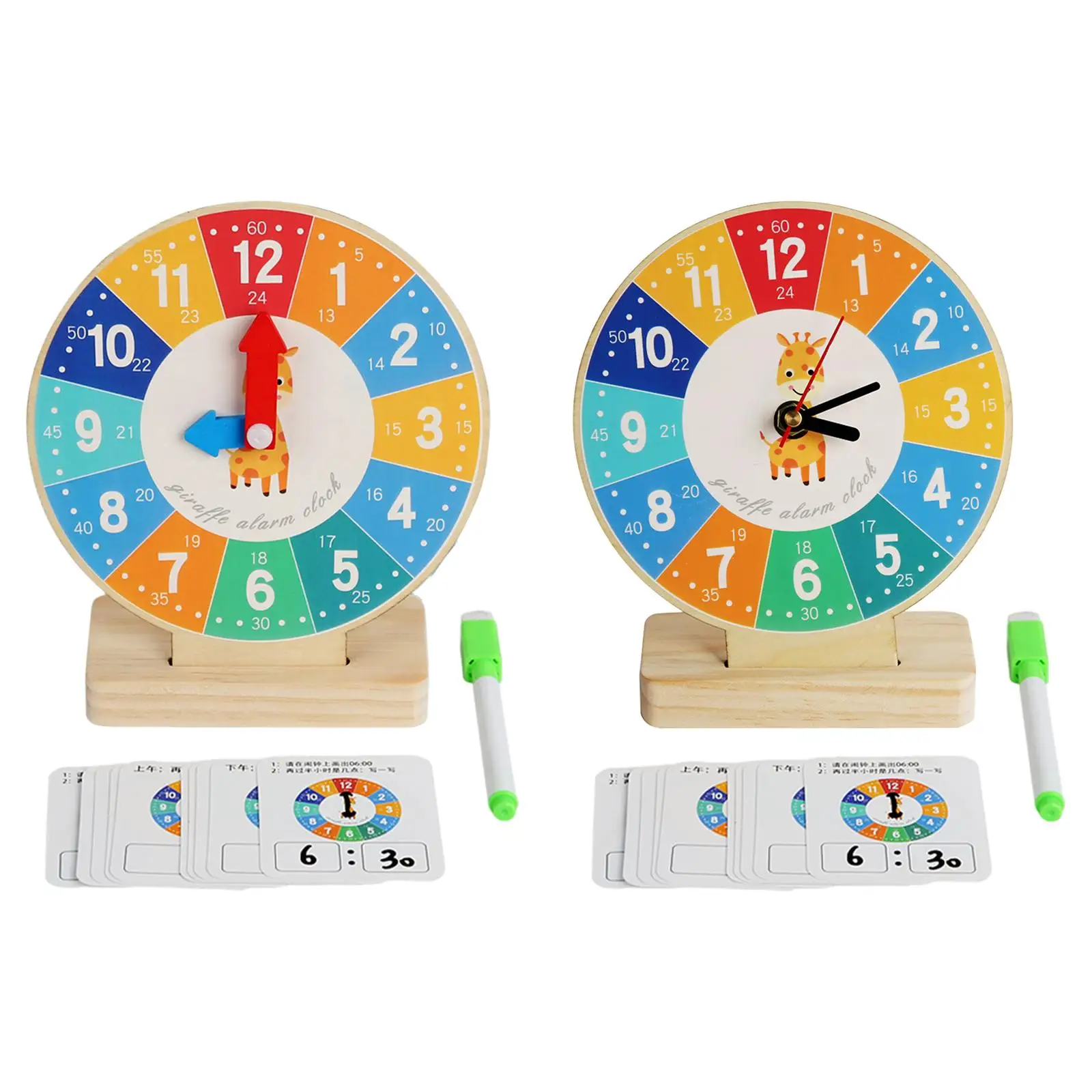 Reloj educativo de madera para niños, juguete para el hogar, suministros escolares para niños pequeños