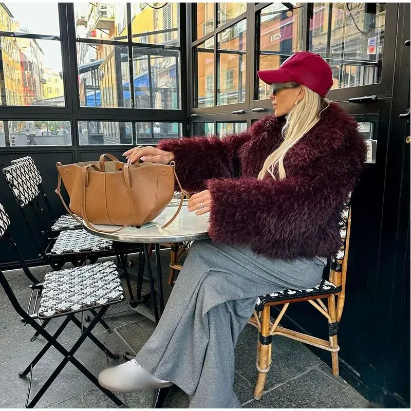 

KIDCRKJ Women's Faux Fur Jacket Solid Detailed Fluffy Comfortabl Mink Fur Coat For Lady Instagram-Style Female's Faux Fur Coat