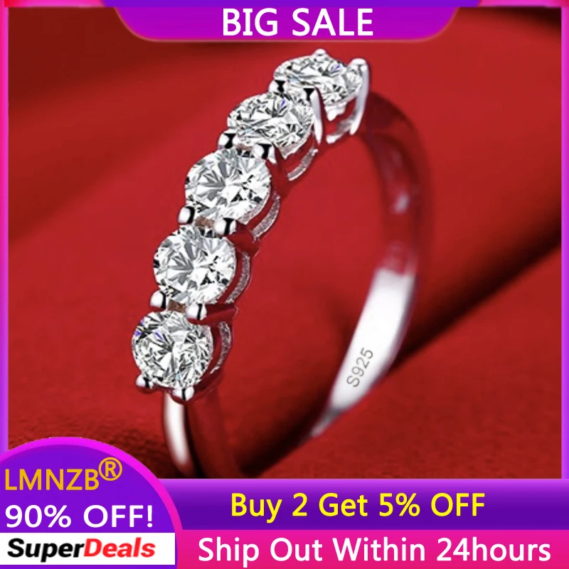 

Never Fade Luxury Classic 925 Silver Ring Solitaire 2 Carat Zirconia Diamant Wedding Band Women Jewelry Accessories