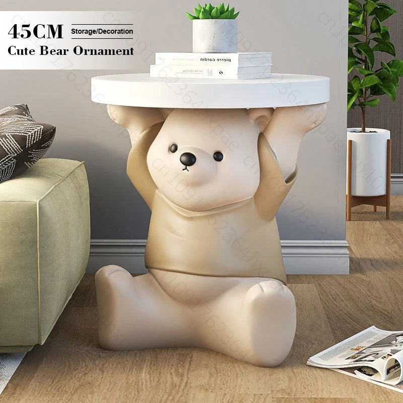 

Creative Decorative Accent Home Office Decor Cartoon Bear Sculpture Floor Standing Tray Functional Art Ornaments for Living Room