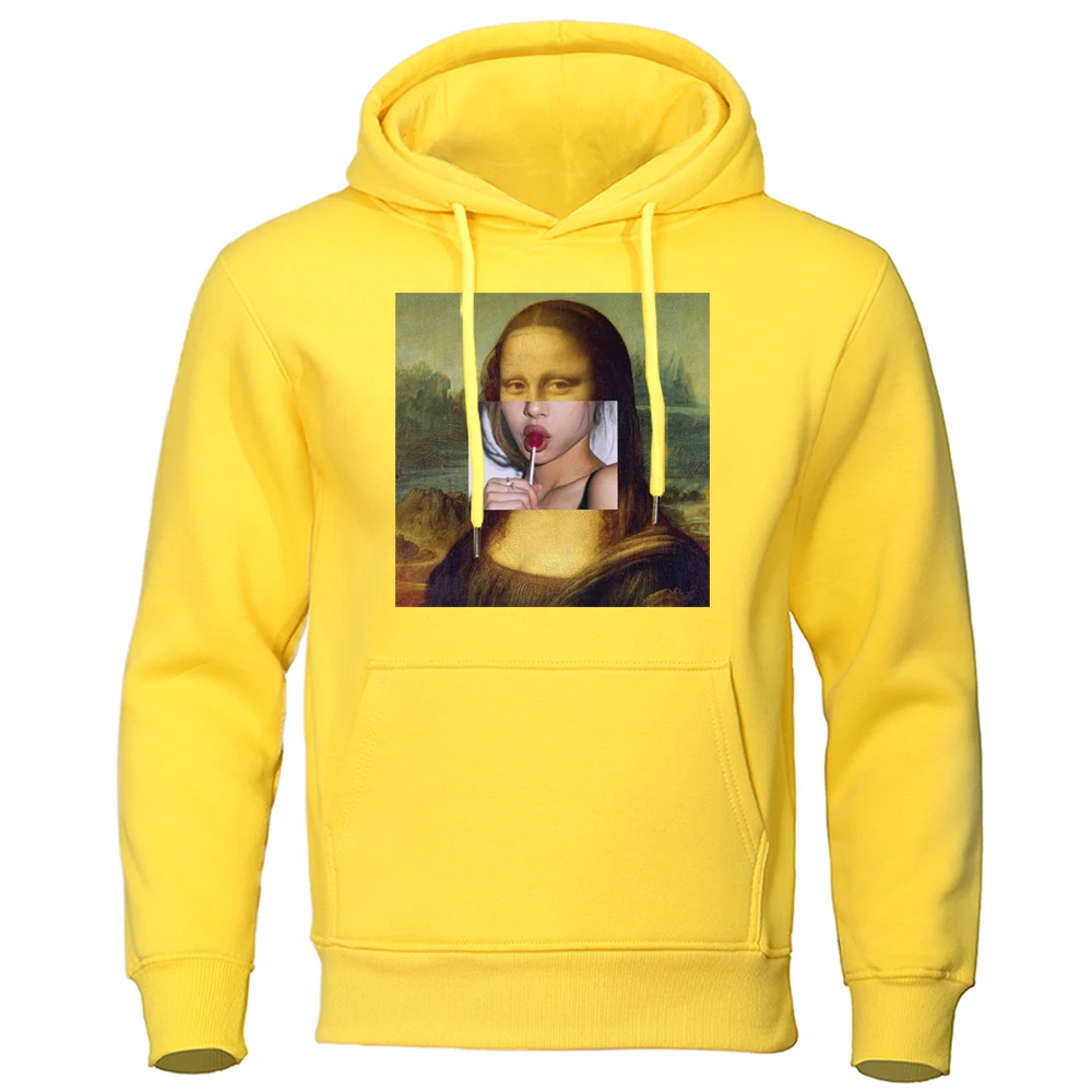 Funny Cosplay Mona Lisa Printed Men Hoodie Fashion Loose Soft Hoody Loose Casual Fleecehoody Autumn Oversizefemale Clothing