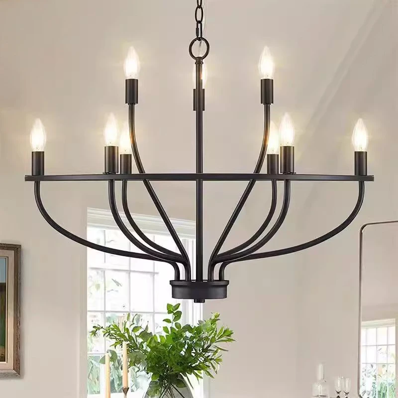 

Vintage Industrial Style Chandelier Light Luxury Living Room LED Pendant Lighting Cafe Restaurant American Rural Chandelier Lamp