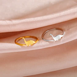 Cazador Adjustable Dinosaur Ring Stainless Steel Cute Brachiosaurus Open Rings for Women Animal Jewelry Birthday Gift Wholesale