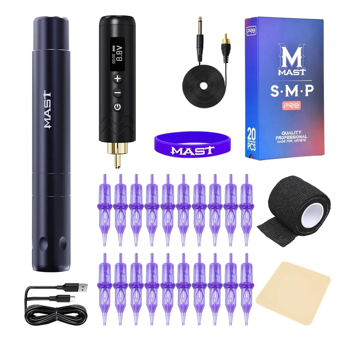 

Mast Tour AIR Rotary Tattoo Machine Pen Adjustable Frequency Battery LED Display SMP Cartridge Needles Makeup Permanent Kit