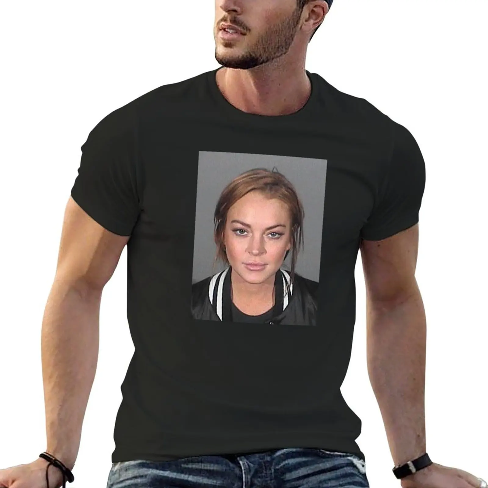 lindsey lohan's mugshot 3 T-Shirt oversized t shirt oversized graphic tee anime figures graphic t shirt vintage Men's t-shirt