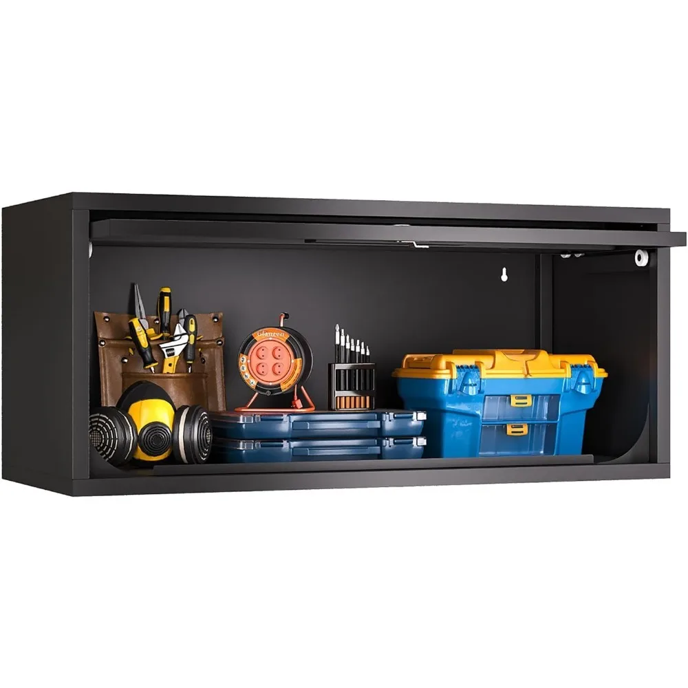 

Metal Storage Cabinet, Wall-Mounted Garage Cabinet with Up-Flip Doors, Steel Small Floating Cabinets with Lock for Garage, Bathr