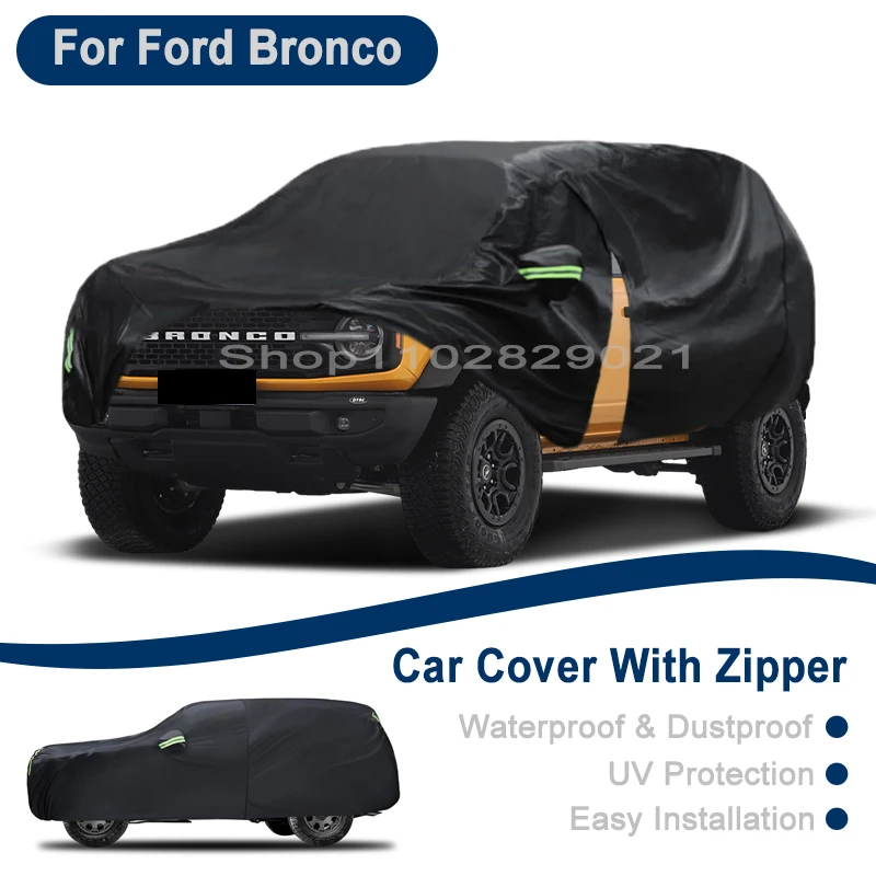 

Водонепроницаемый пылезащитный чехол для автомобиля Ford Bronco с боковой молнией, полная защита от солнца и непогоды