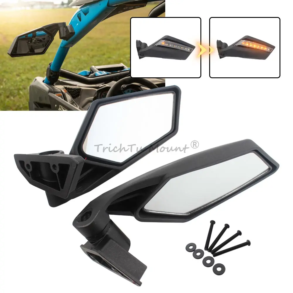 

1 Pair Rearview Side Mirrors with LED Turn Signal Light For Can-Am Maverick X3/X3 R/X3 Max/X3 Max R 2017-2024 UTV Accessories