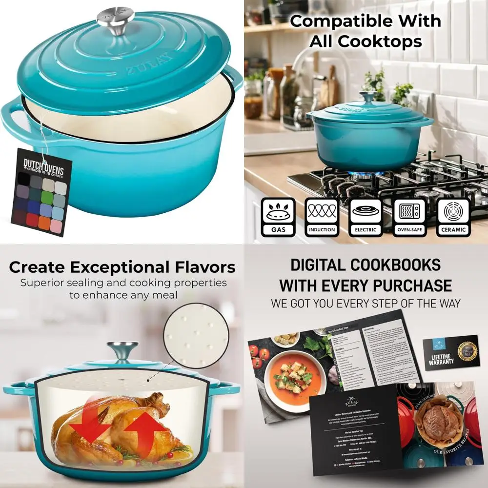 

Enameled Cast Iron Dutch Oven 6 Quart - Heavy Duty Cookware, Oven Safe to 500°F, Premium Durability, Large Capacity Cooking Pot