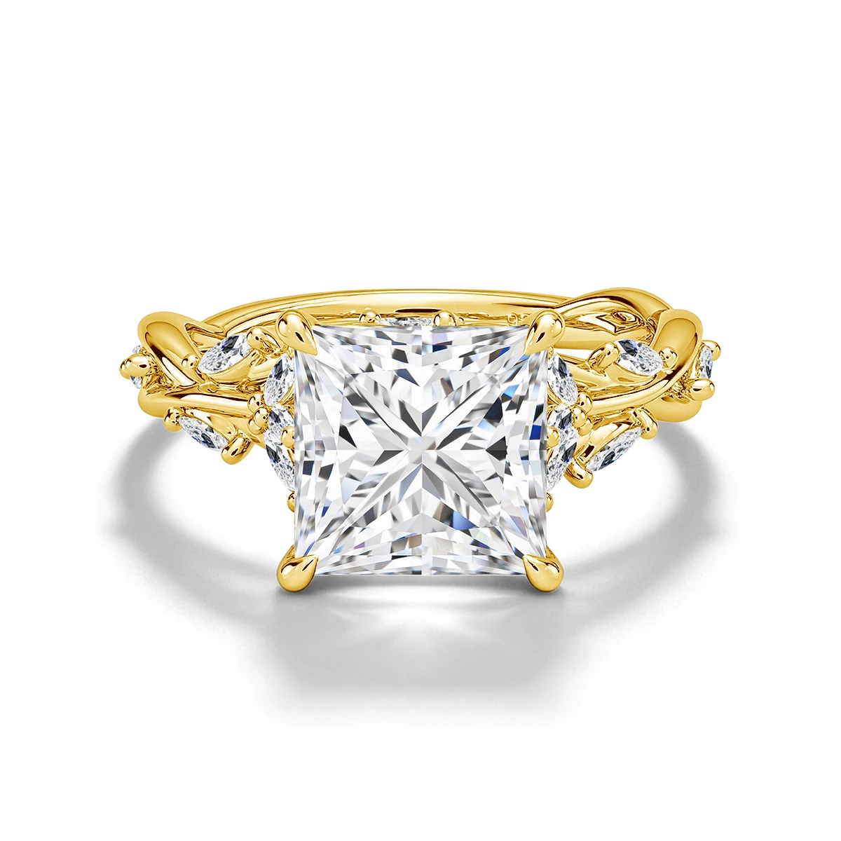 3CT Princess Cut Moissanite Engagement Ring 925 Sterling Silver Gold Plated 8*8mm Promise Wedding Ring for Women Fine Jewelry
