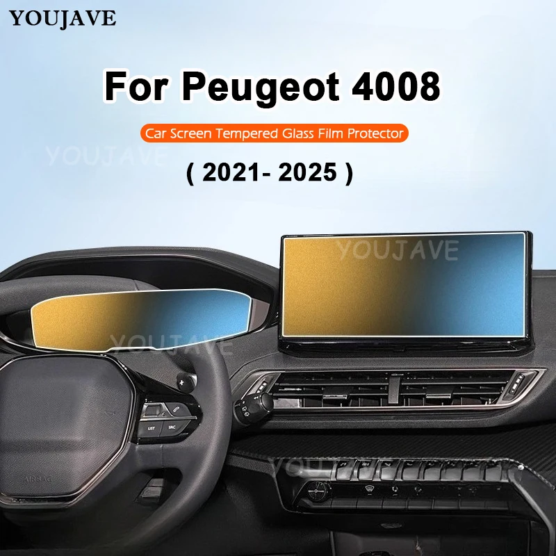 For Peugeot 4008 2021-2024 2025 Tempered Glass Car Navigation Screen Protector Film Dashboard Monitor Screen Protective Film