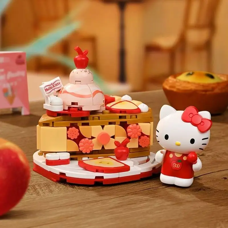 Keeppley Sanrio Building Blocks Kawaii My Melody Chocolate Food Pie Series brain-boosting  Assembly Model Toy Kids birthday Gift