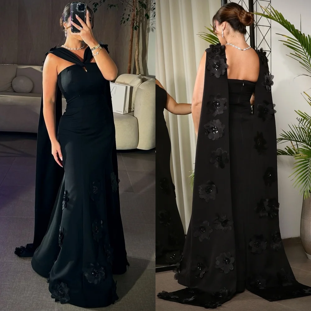 

Customized Fashion Elegant Jersey Sequined Flower Trumpet Backless Long Dresses Bespoke Occasion Classic