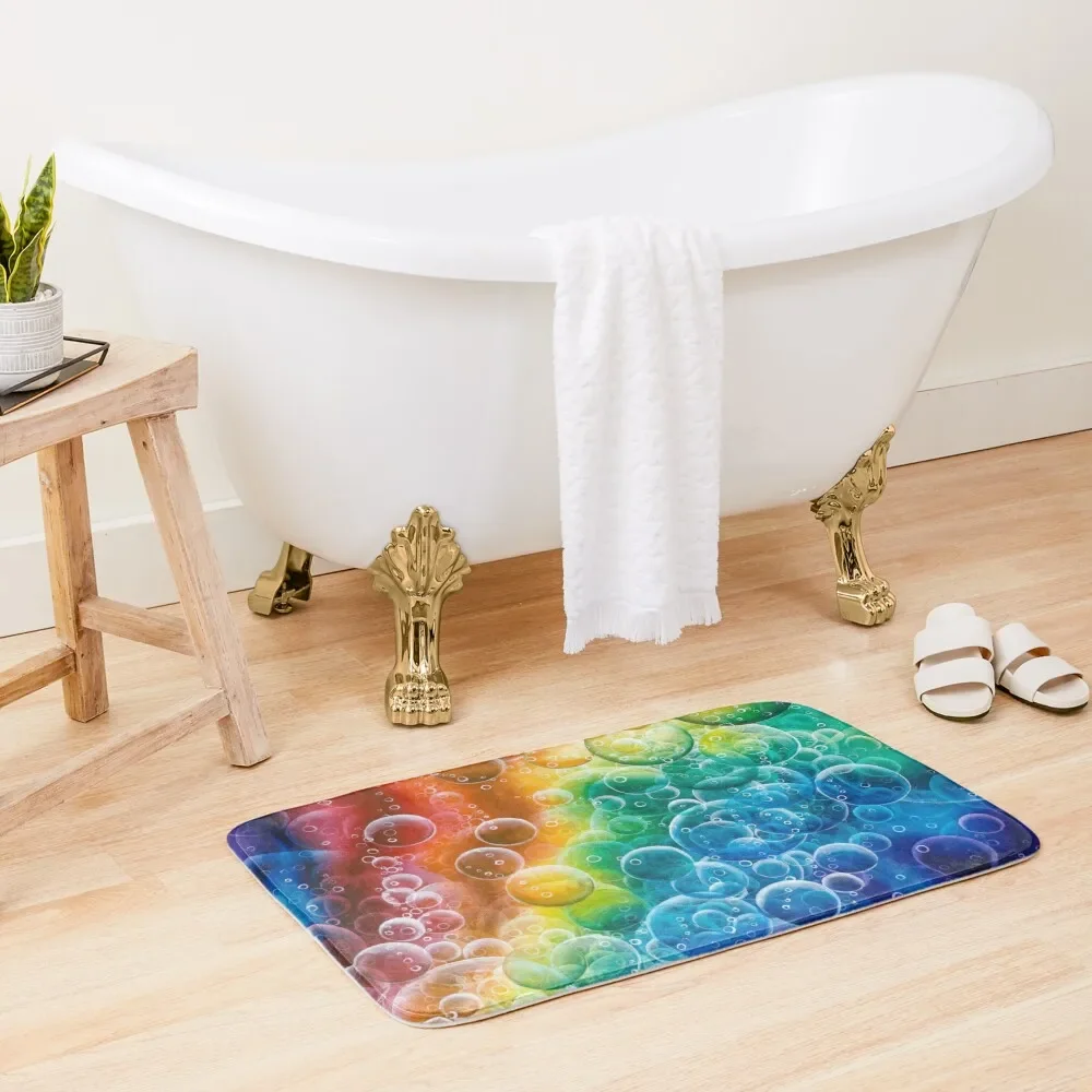 

Rainbow Bubbles Bath Mat Mats For Bathroom And Toilet Rug Foot Mat