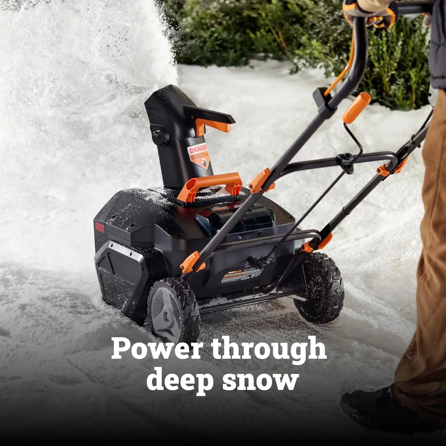 

Worx WG471 40V Power Share 20 Inch Cordless Snow Blower Brushless Motor Black Orange
