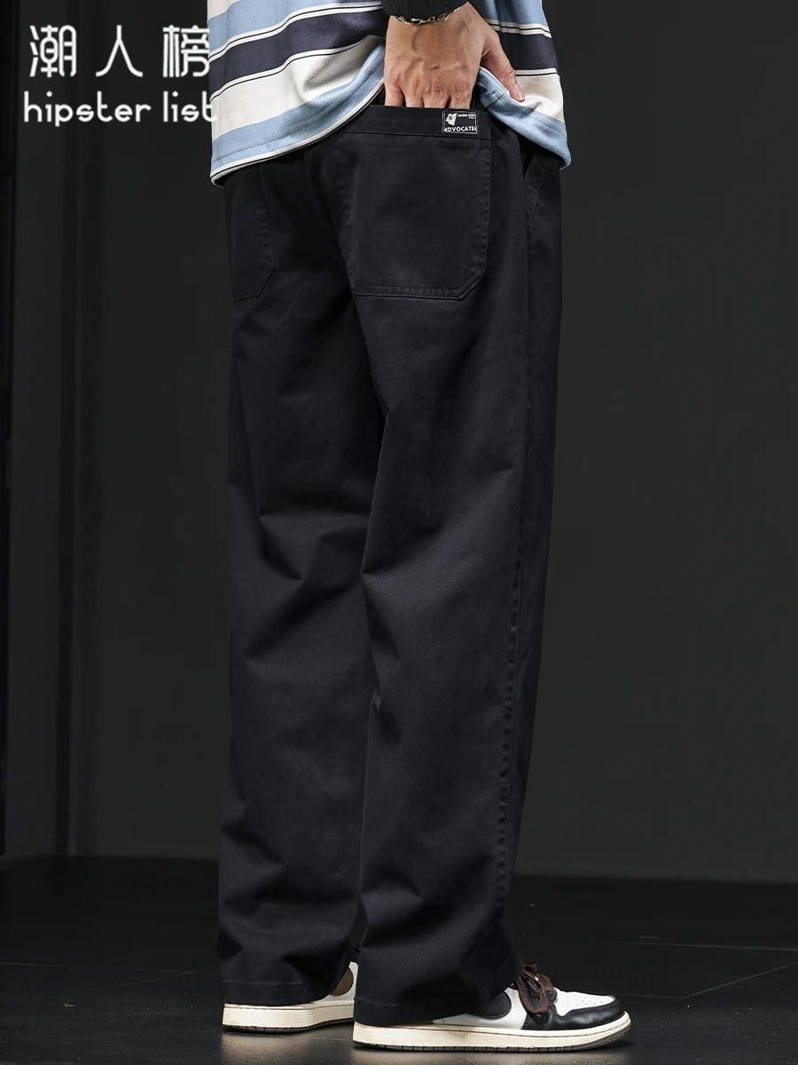 

Retro American Straight Leg Pants Men's Loose Casual Bla Casual Pants High End Busin Versatile Wide Leg Pants
