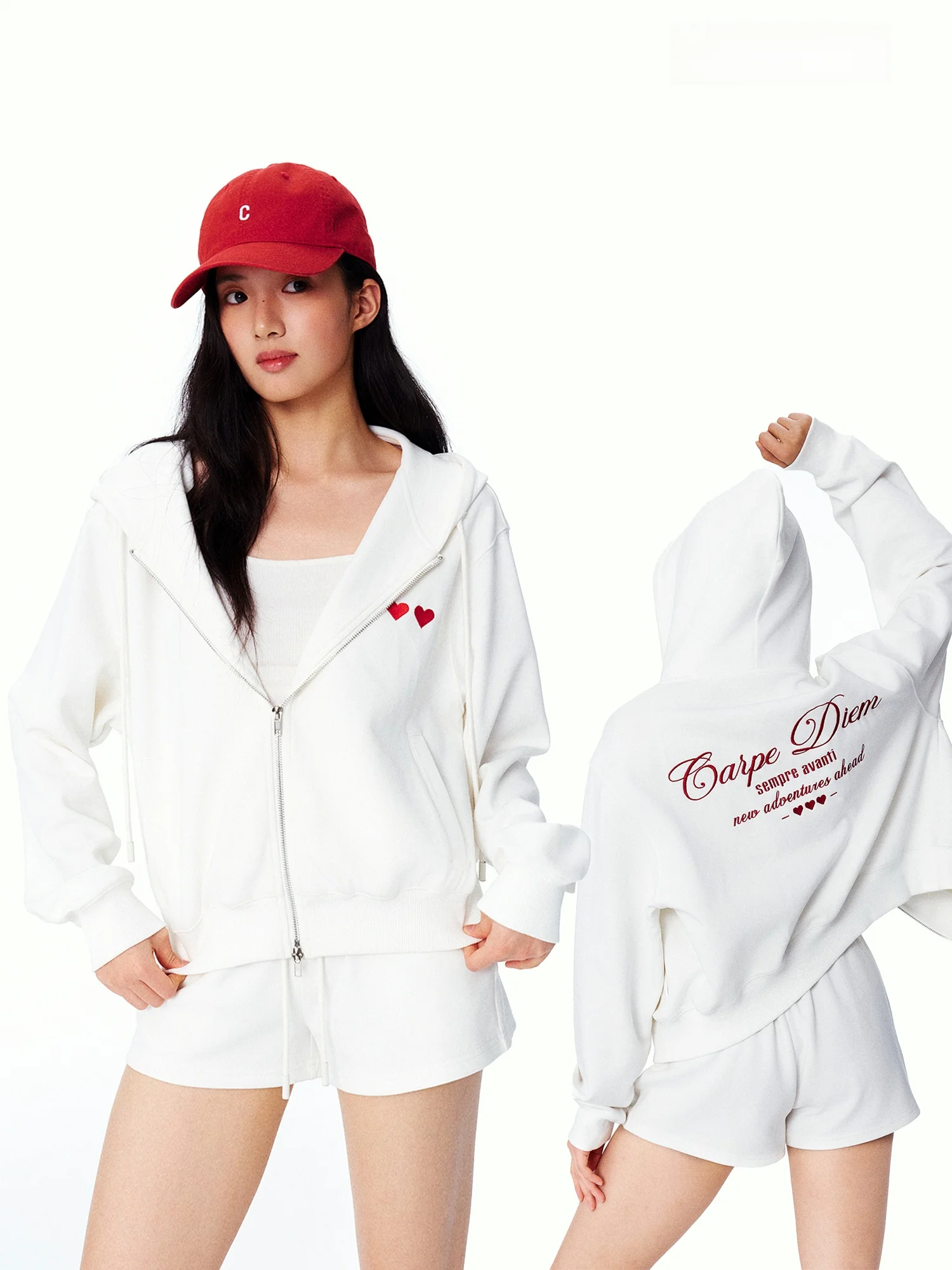 

LUMIEN Women's Spring New Casual Embroidered Hoodie Jaet Set Dstring orts Two-Piece Set Comfortable Long Sve Sweats...