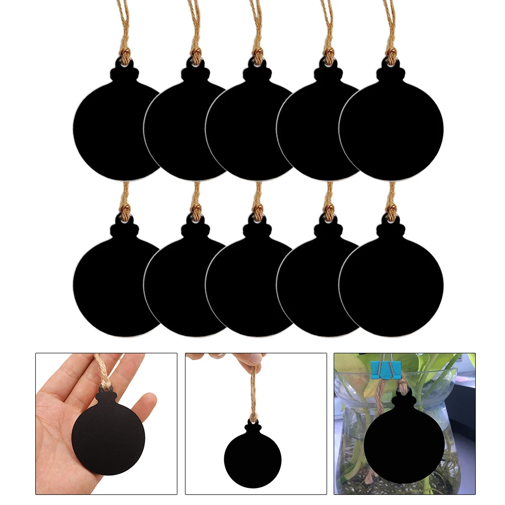 

10PCS Mini Wooden Blackboard Sturdy Thick Reusable Double sided Hanging Christmas Wedding Decor Crafts Labels Memos Gifts