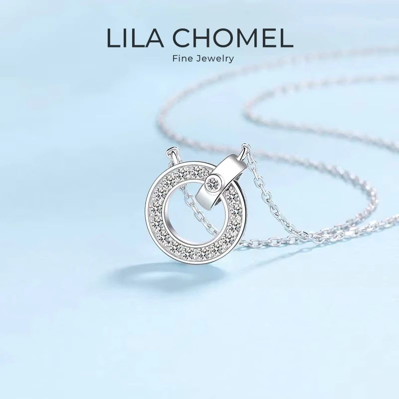 

Girl Valentine's Day 18K White Gold Necklaces Women 0.45CT Moissanite Diamond Daughter Birthday Gift PT950 Platinum Fine Jewelry