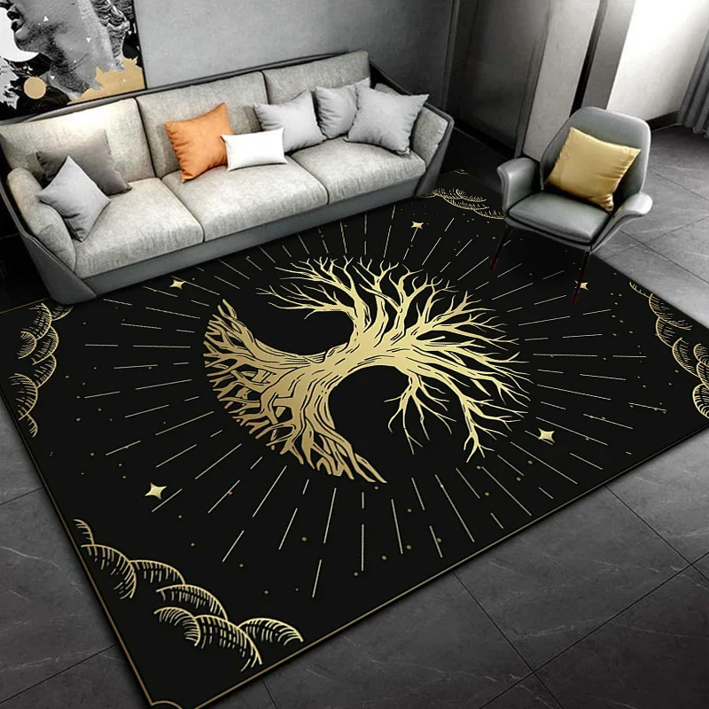 Mysterious symbol divination yoga mat custom Black carpet Non-slip Rug Play Crawl Floor rugs home living room rugs for bedroom