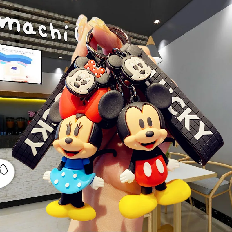 Disney การ์ตูนคลาสสิก Mickey Mouse พวงกุญแจจี้ตุ๊กตาน่ารักกระเป๋าพวงกุญแจแขวนพวงกุญแจรถ