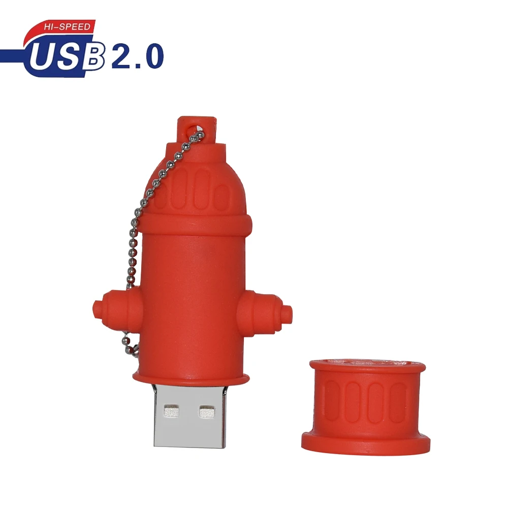 Cute Cartoon Fire Hydrant USB Flash Drive, Memory Stick, Presente Criativo, Pen Drive, 4GB, 8GB, 16GB, 32GB, 64GB, 128GB