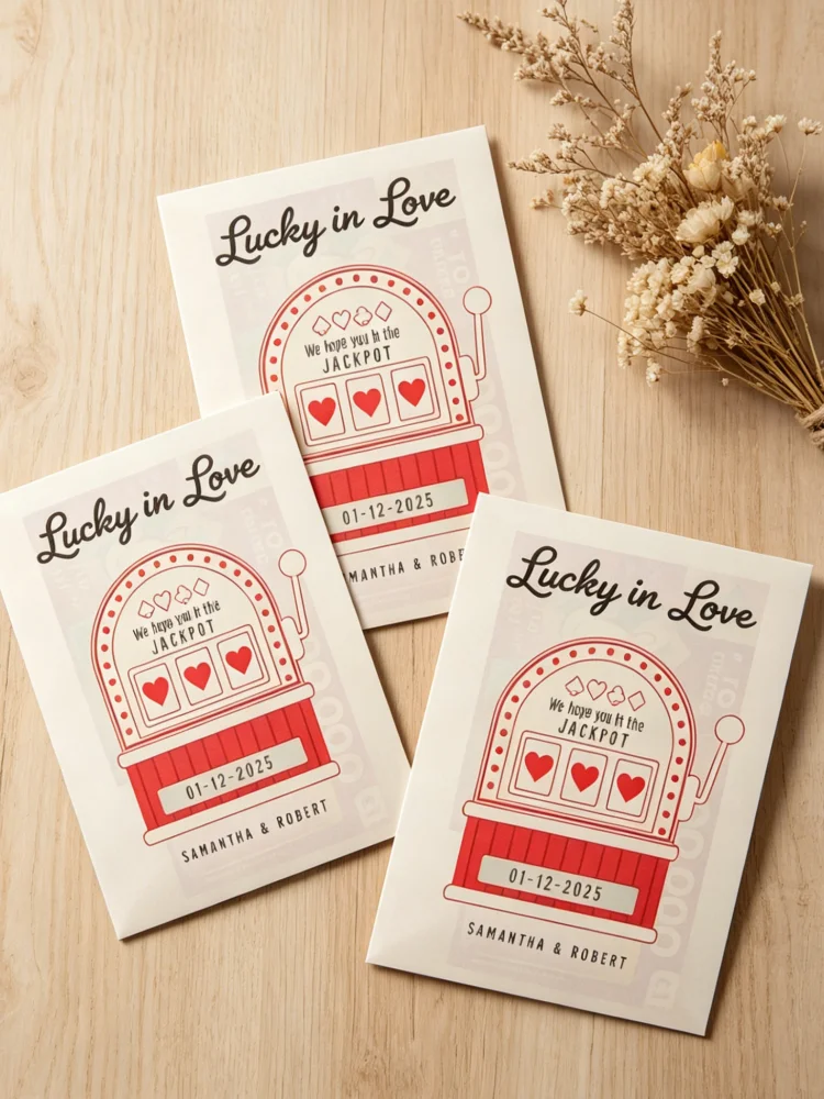 

Custom Print Wedding Lotto Ticket Holders Scratch Card Favor Pouches Romantic Wedding Guest Happy Tears Gift Bags