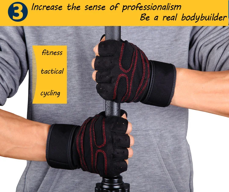 Gym Handschuhe für Männer Frauen Fitness Gewichtheben Armband Handschuhe Bodybuilding Training Sport Übung Radfahren Handschuh Stoßfest – Detail 8