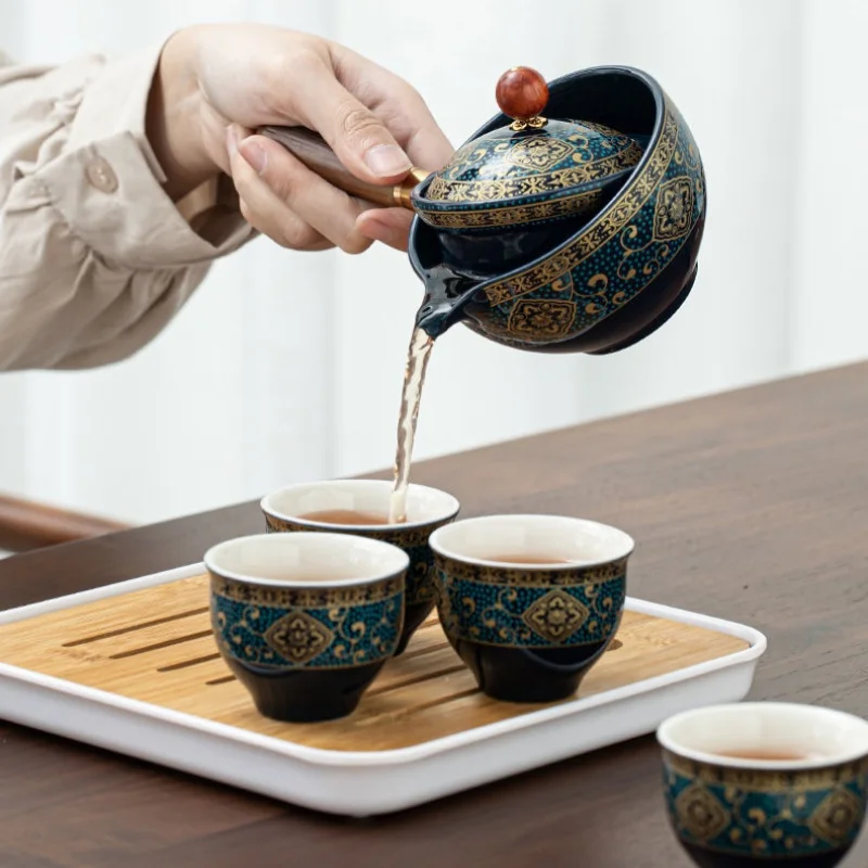 

Chinese Kung Fu Tea Set Sand Ceramic Tea Set Travel Kung Fu Gift Porcelain Purple Clay Pot Poured Ceramic Tea Set