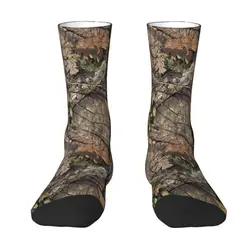 Kawaii Printed Hunting Camo Camouflage Pattern Socks for Men Women Stretch Summer Autumn Winter Leaves Woods Season Crew Socks