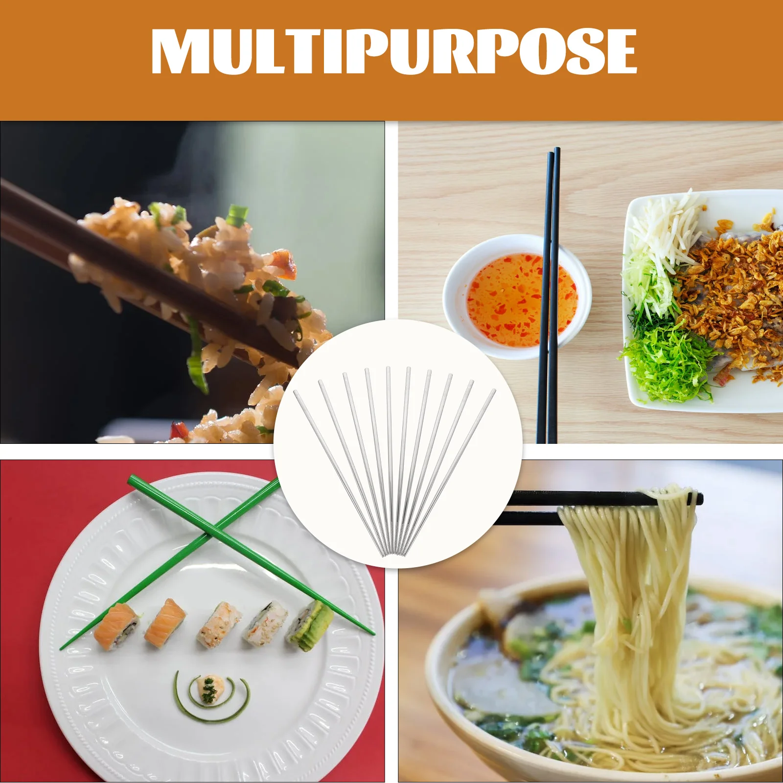 

5pcs Carved Stainless Steel Non-Skid Metal Chopsticks Reusable Heat Resistant Easy Clean Permanent Engraved Graphics