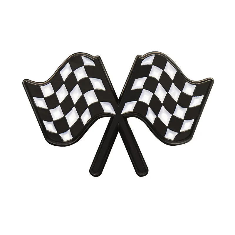 Chequered Flag Enamel Pins Custom Checkerboard Formula Racing F1 Brooches Lapel Badges Funny Jewelry Gift for Kids Friends