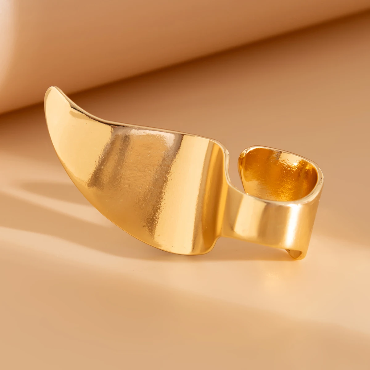KunJoe Creative Irregular Geometric Ring for Women Hip Hop Gold Color Adjustable Open Ring Party Jewelry Finger Accessories New