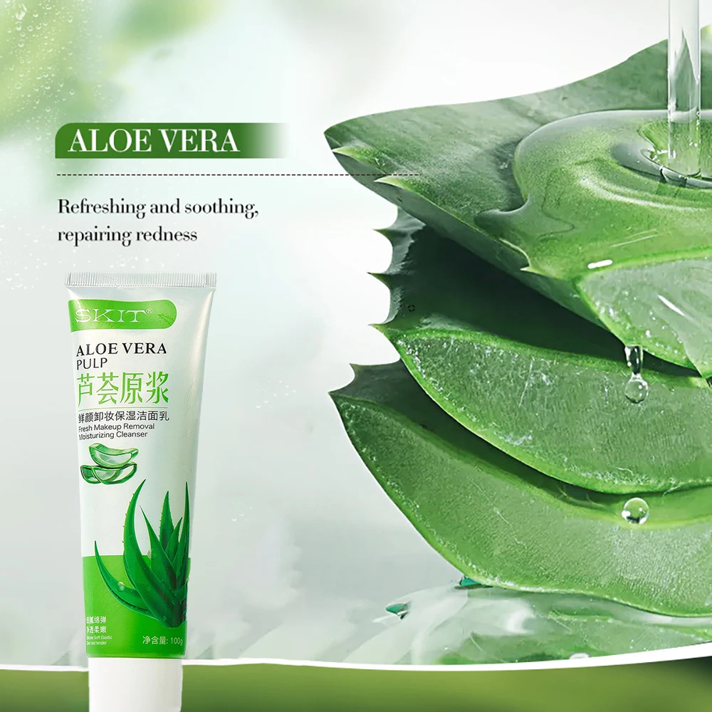 

Aloe Vera Eextract Anti Acne Facial Cleanser Clean Pores Oil Control Moisturizing Cleansing Bubble Makeup Face Wash Skincare