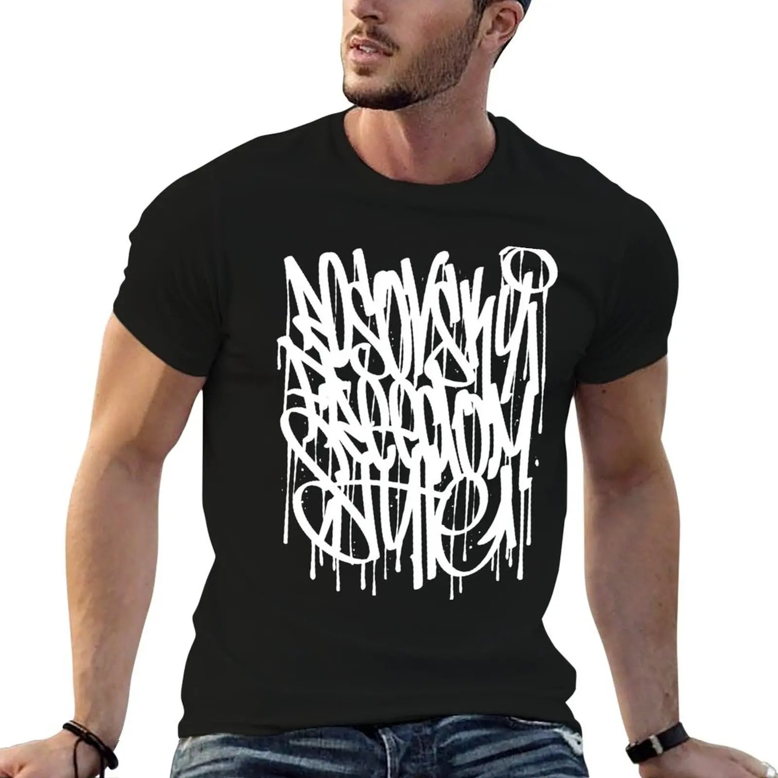 Graffiti squeezer inscription T-Shirt Daily Work Short Sleeve Top