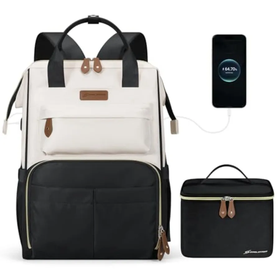 

Travel Backpack for Women Men, Laptop Backpack Fits 15.6-17.3 Inch Laptop, Nurse/Work Bag with Insulated Lunch Box