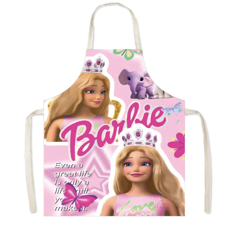 Barbie Apron Kawaii Household Cooking Apron Adult Kids Fashion Home Cleaning Tools Coffee Overalls Aprons Kitchen Accessories