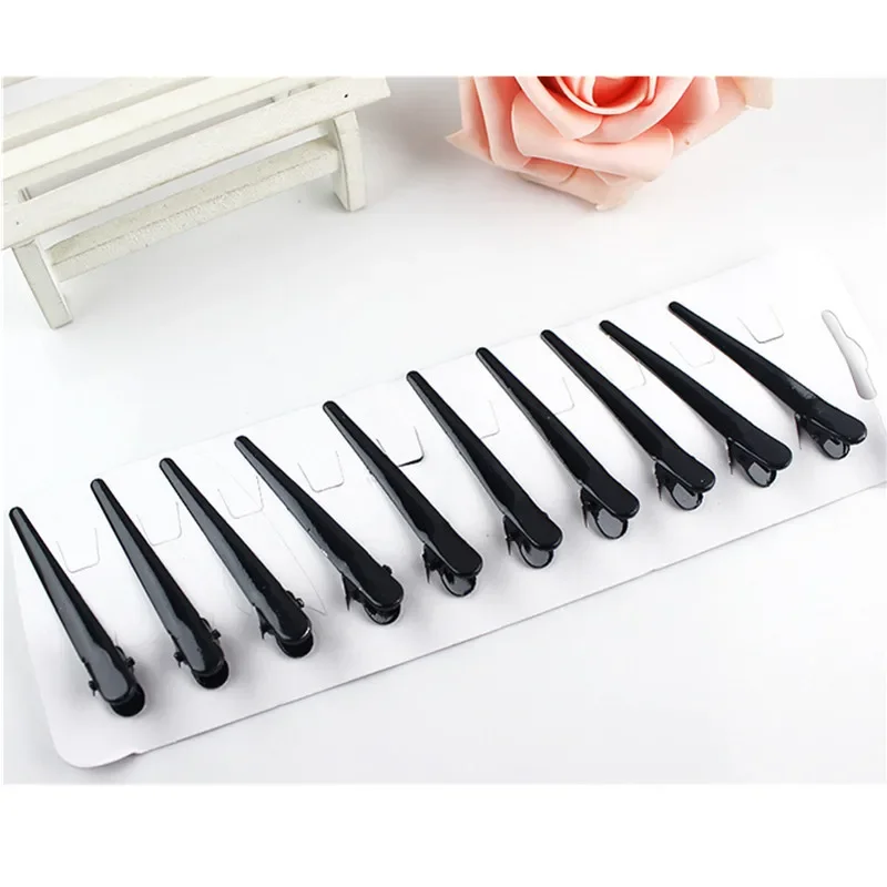 10Pcs DIY Black Metal Hair Clip Single Prong Hairstyle Alligator Hair Clip Large Barrettes Headwear For Women Hairpin Supplies